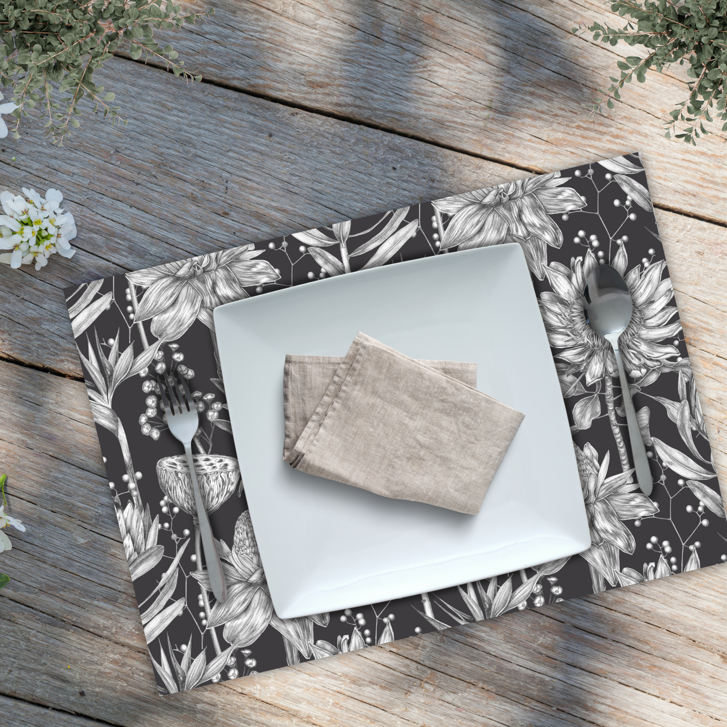 Disposable Paper Placemat Fynbos Grey