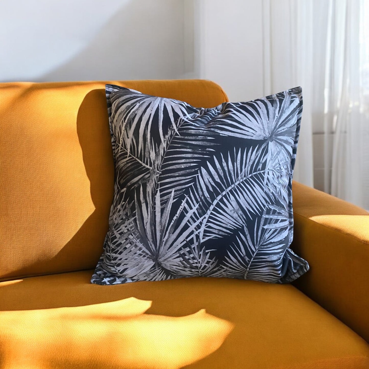 Cushion Cover Tropic Island Palm Grey