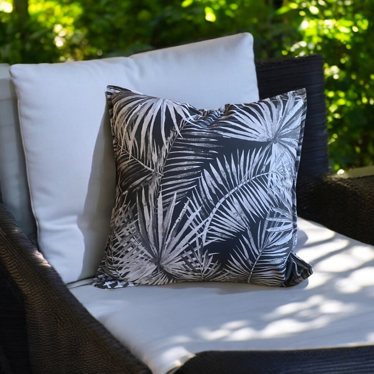 Cushion Cover Tropic Island Palm Grey
