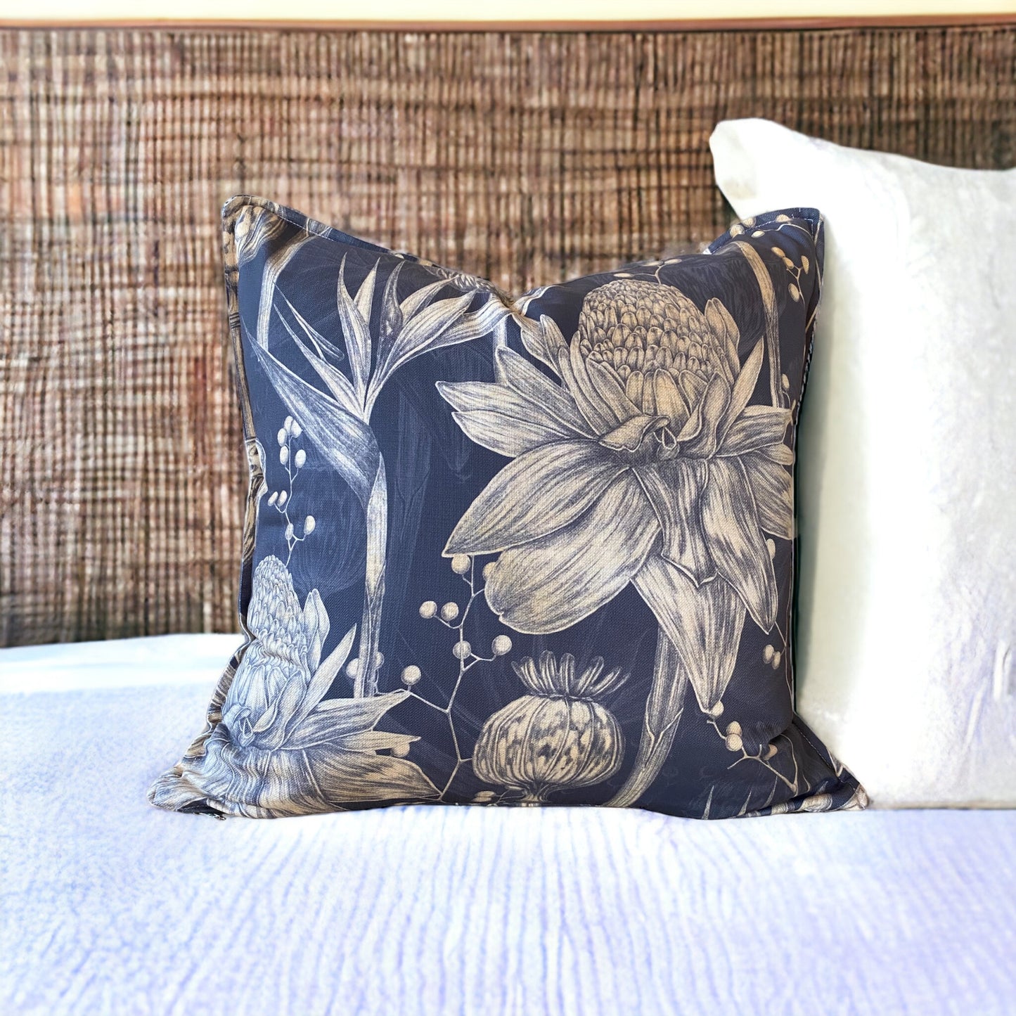 Shoreline Vintage Strelitzia Dark Cushion Cover
