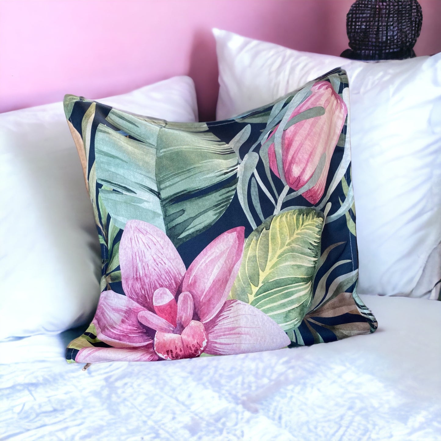 Shoreline Orchid Tropics Dark Cushion Cover