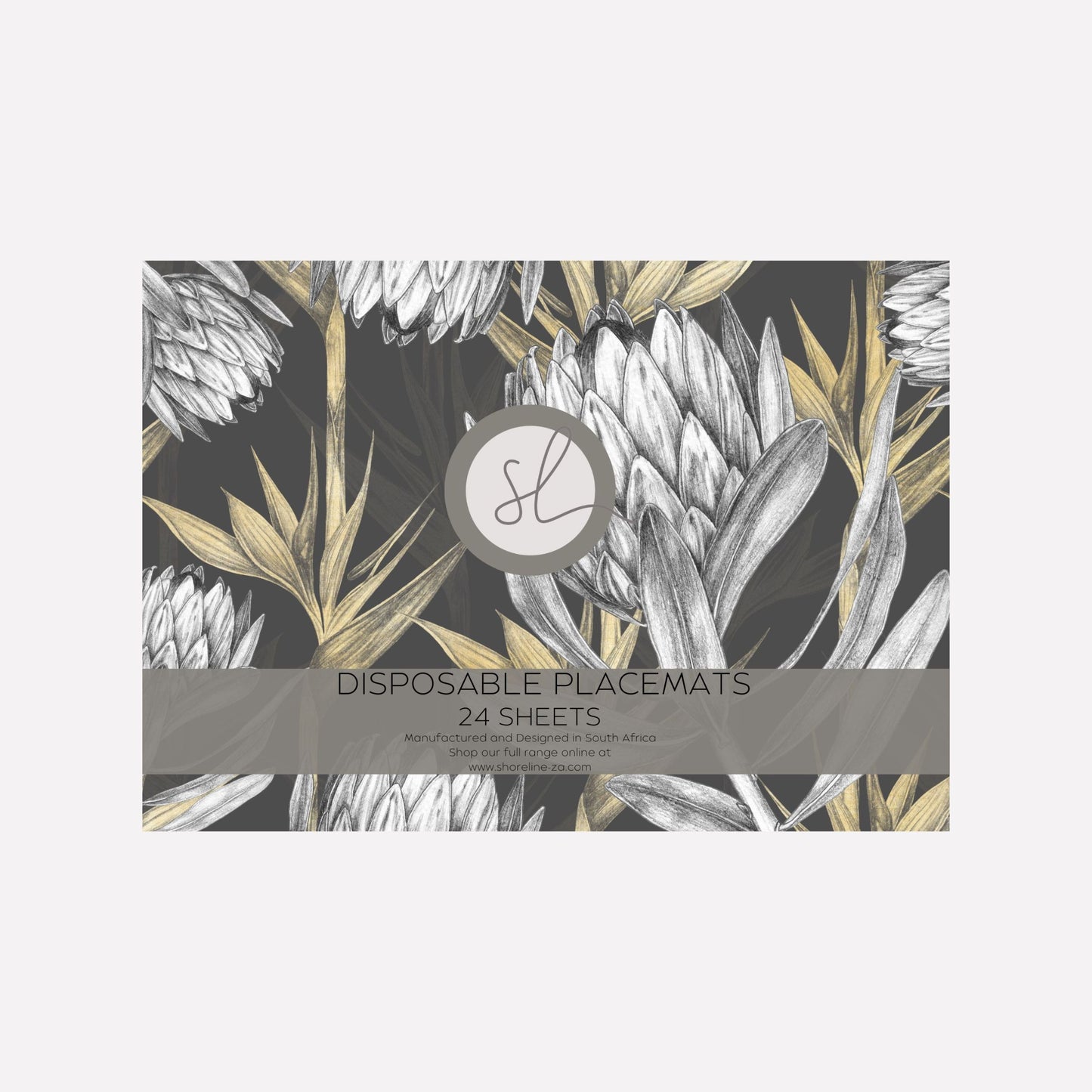 Disposable Paper Placemat Vintage Protea Dark
