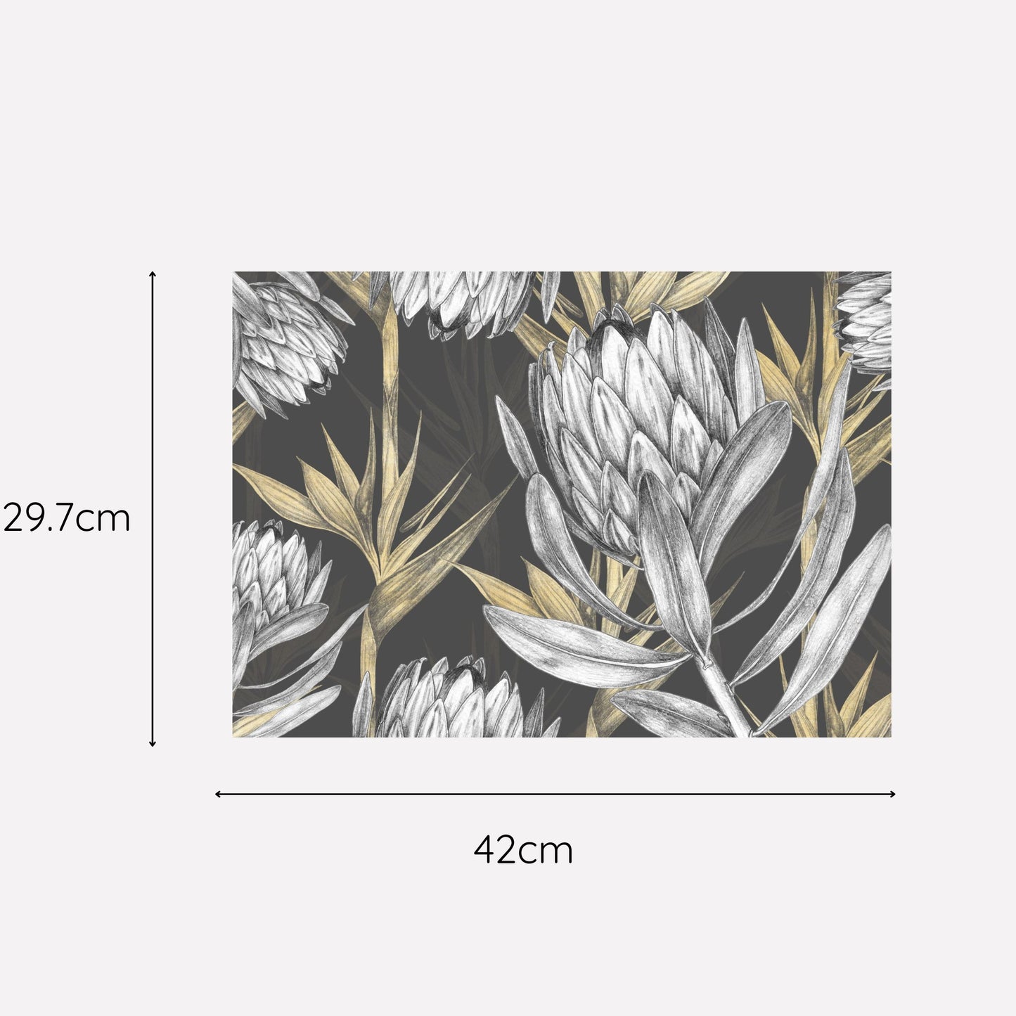 Disposable Paper Placemat Vintage Protea Dark
