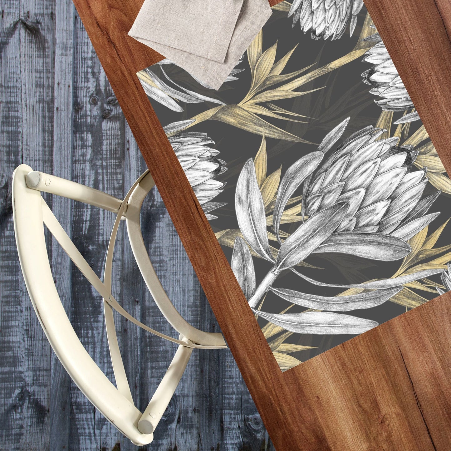 Disposable Paper Placemat Vintage Protea Dark