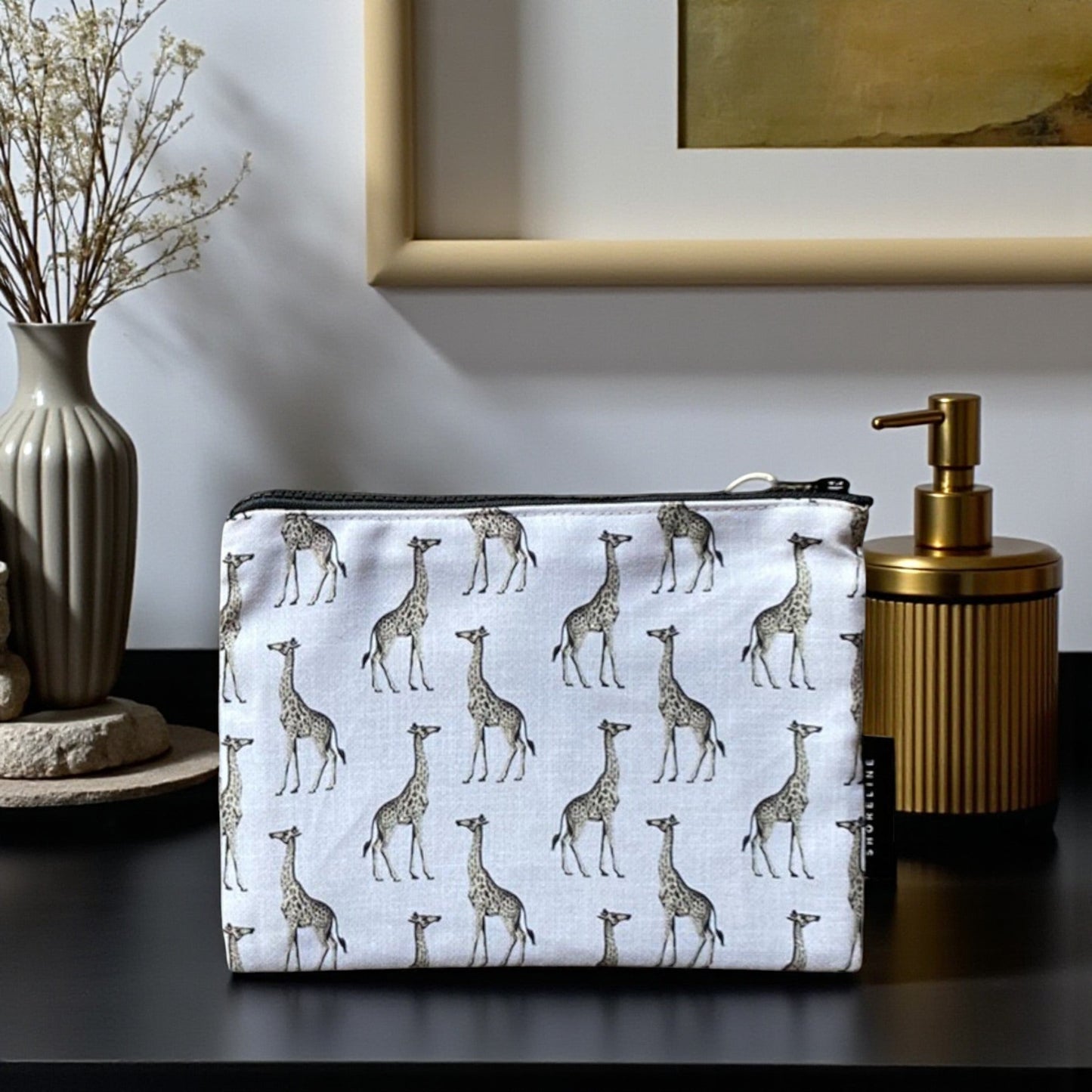 Safari Luxe Giraffe Cosmetic Bag - Natural
