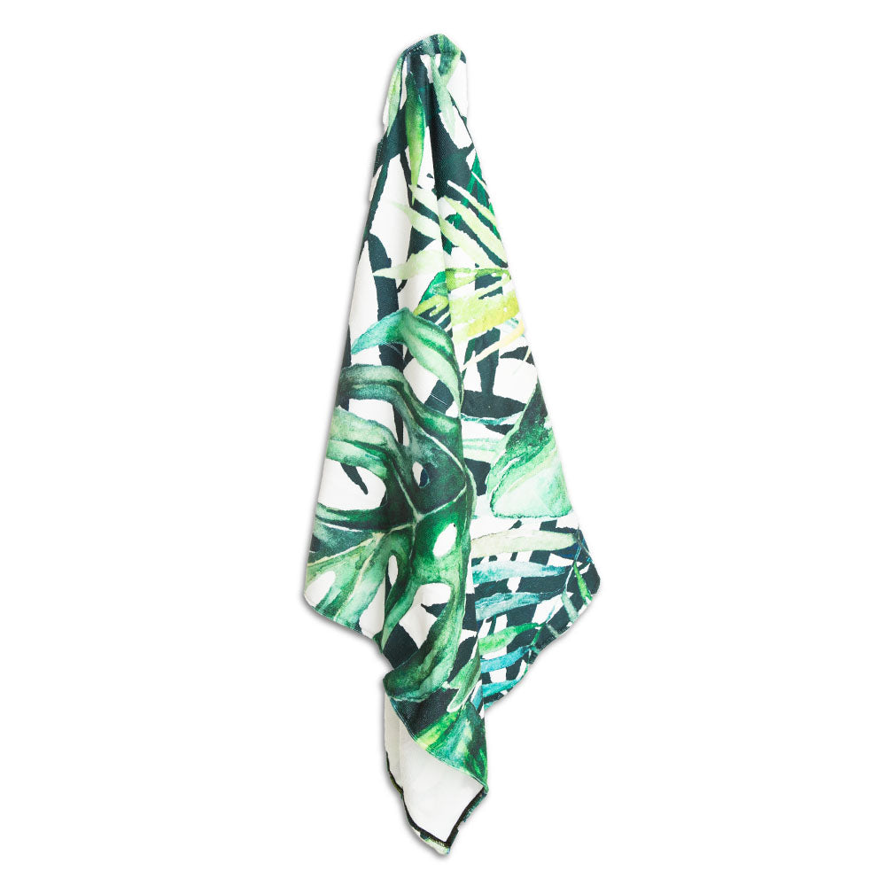 Shoreline Tropical Leaf Microfiber Standard Beach Towel