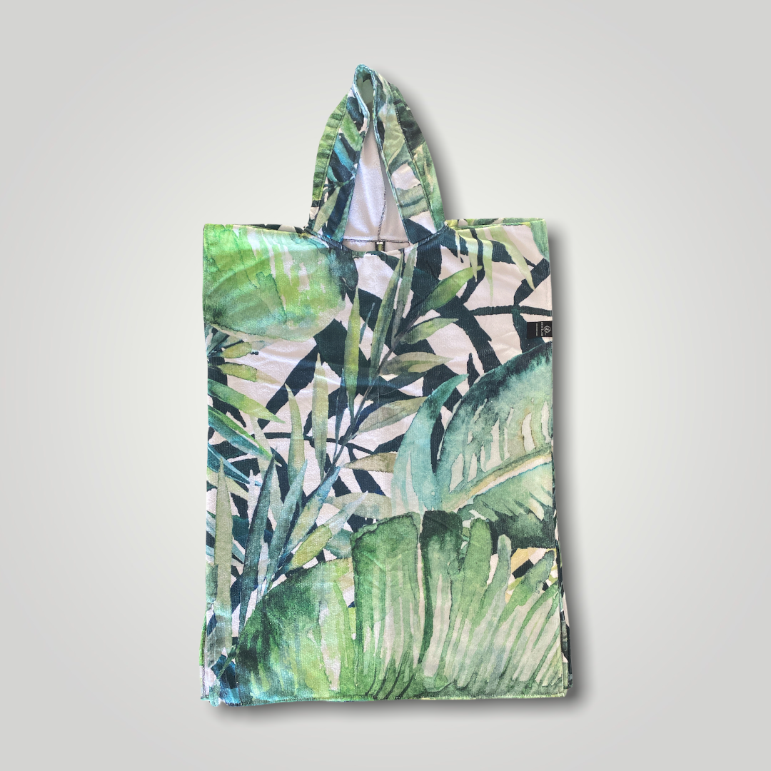 Shoreline Tropical Leaf Poncho - Tween