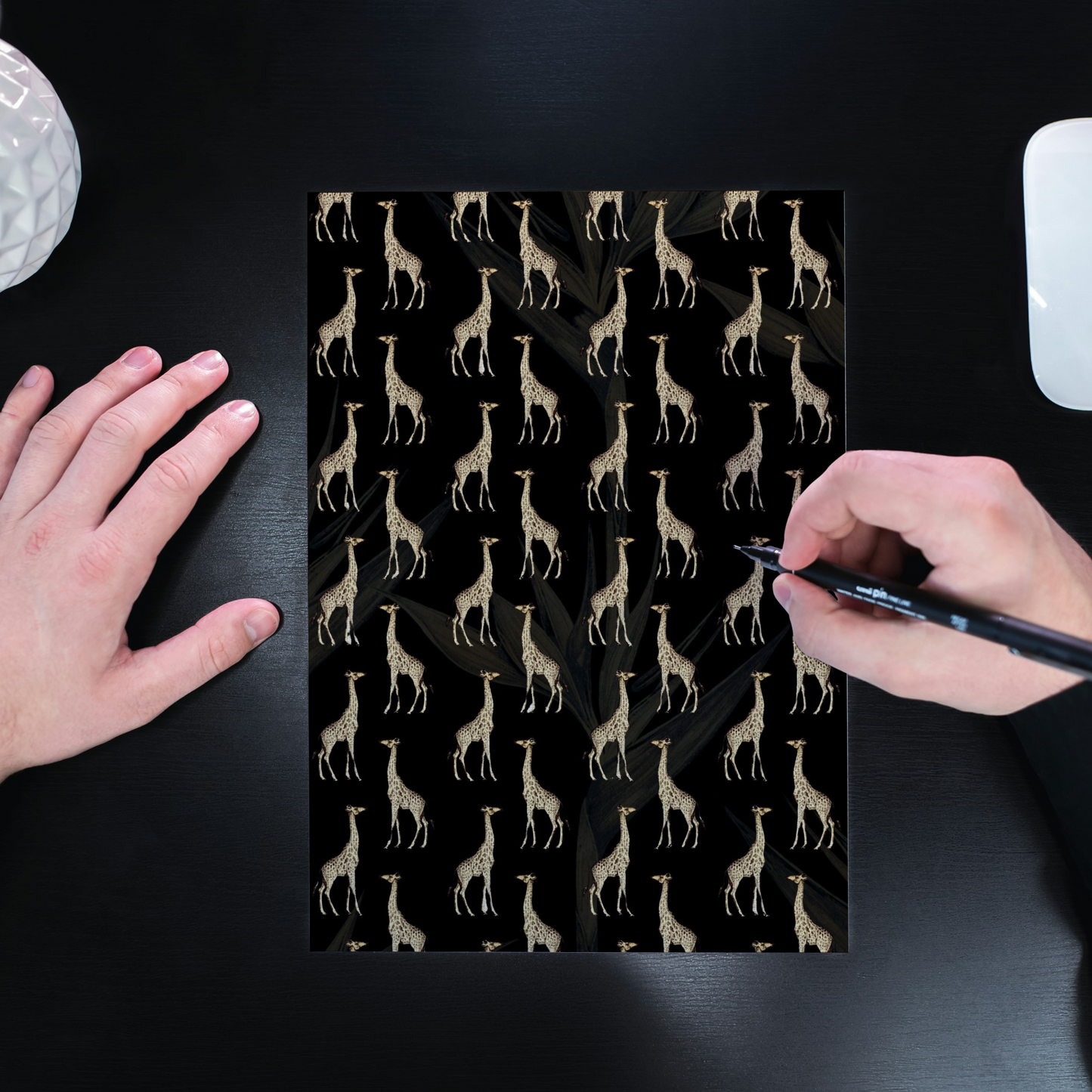 Notebook Safari Luxe Giraffe Pattern - Black