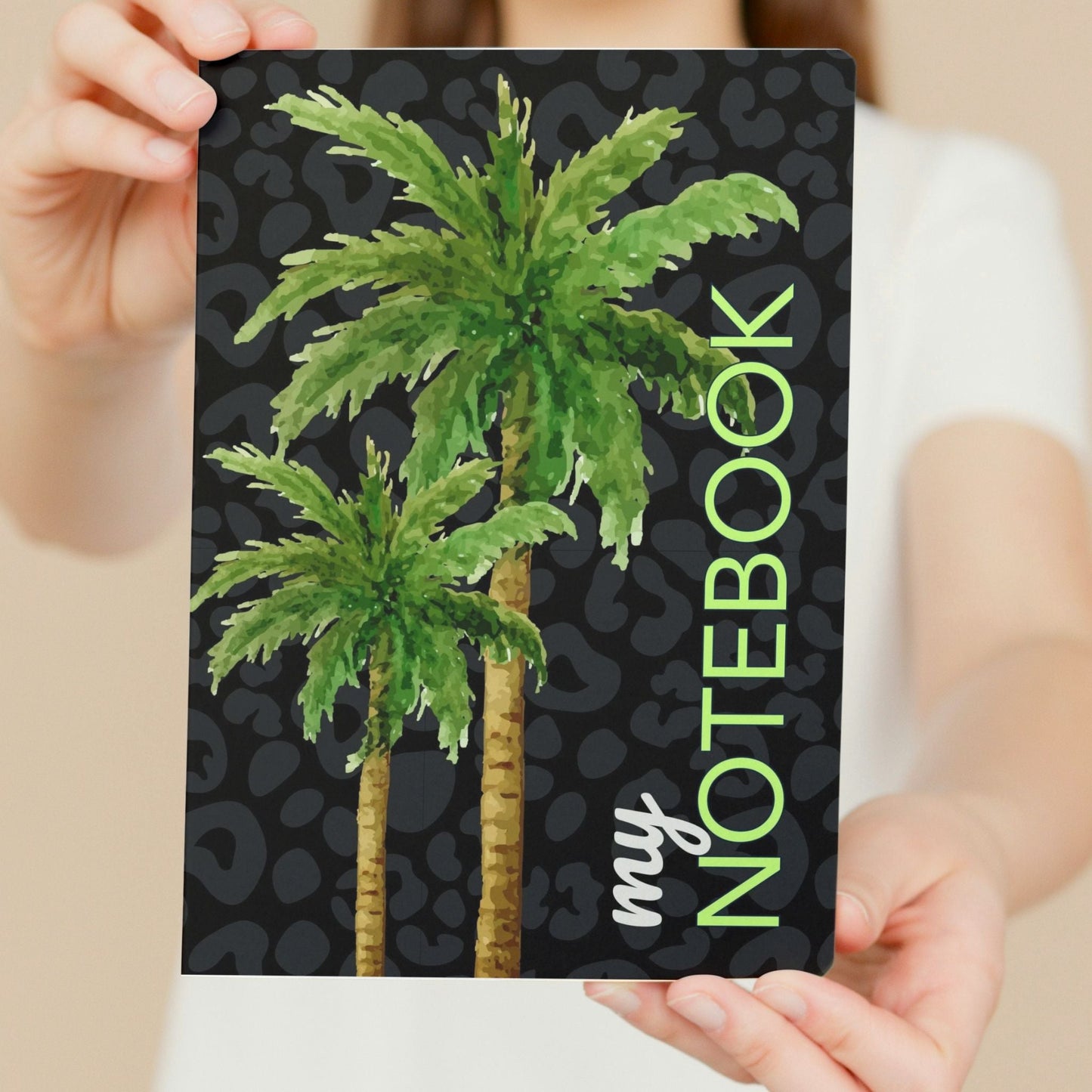 Notebook Black Leopard Print Palm - Black