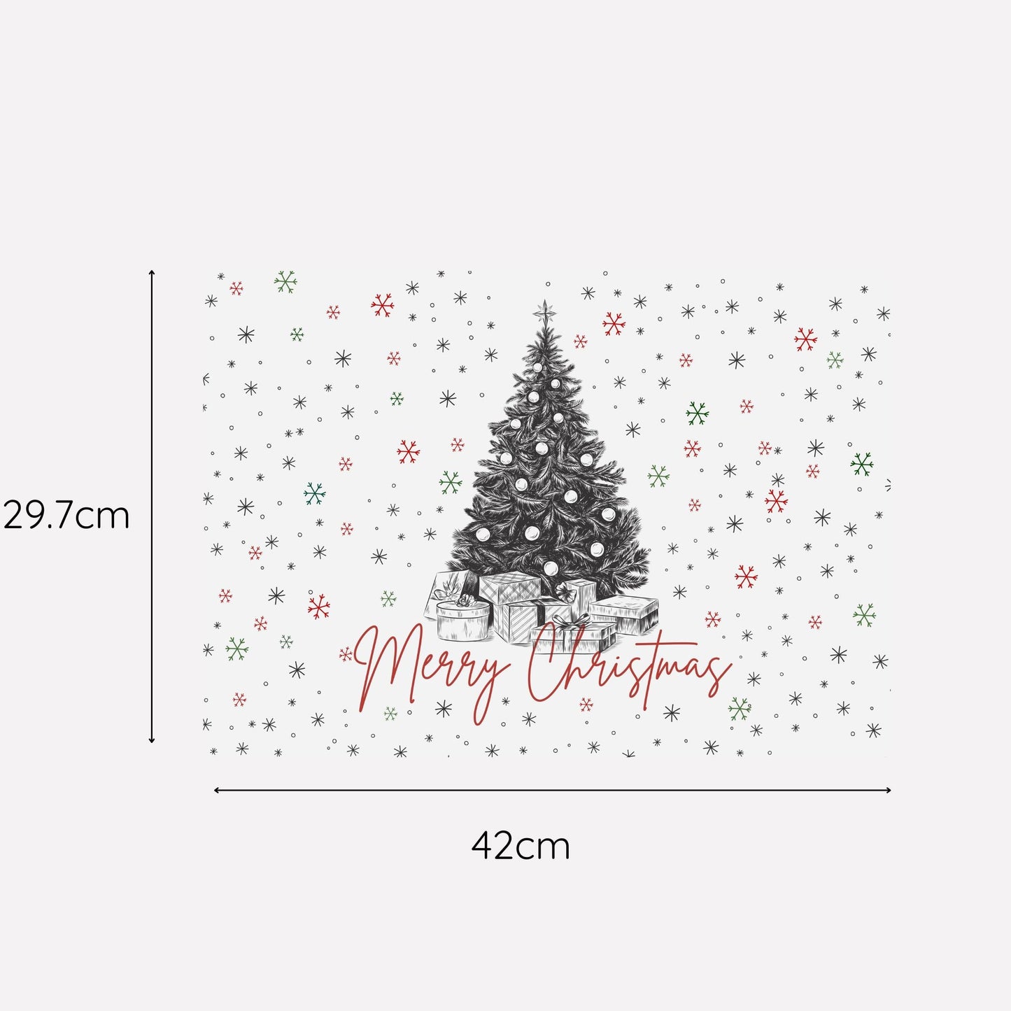 Christmas Sketch Tree Disposable Paper Placemat - Red