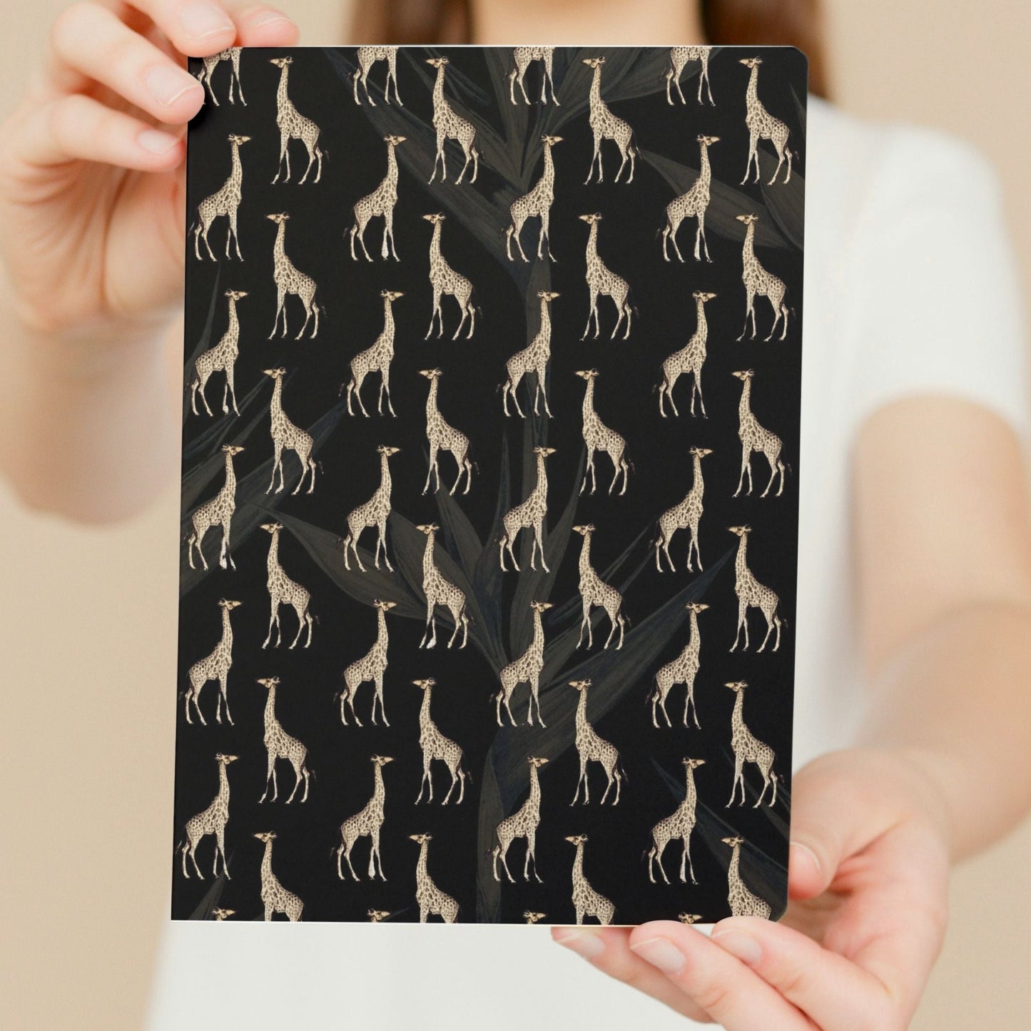 Notebook Safari Luxe Giraffe Pattern - Black