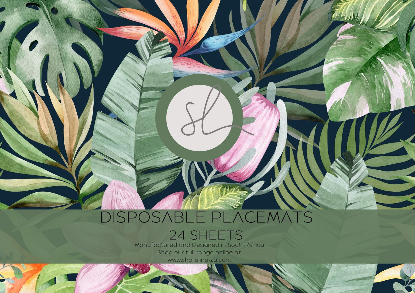 Shoreline Disposable Paper Placemat Orchid Tropics Dark