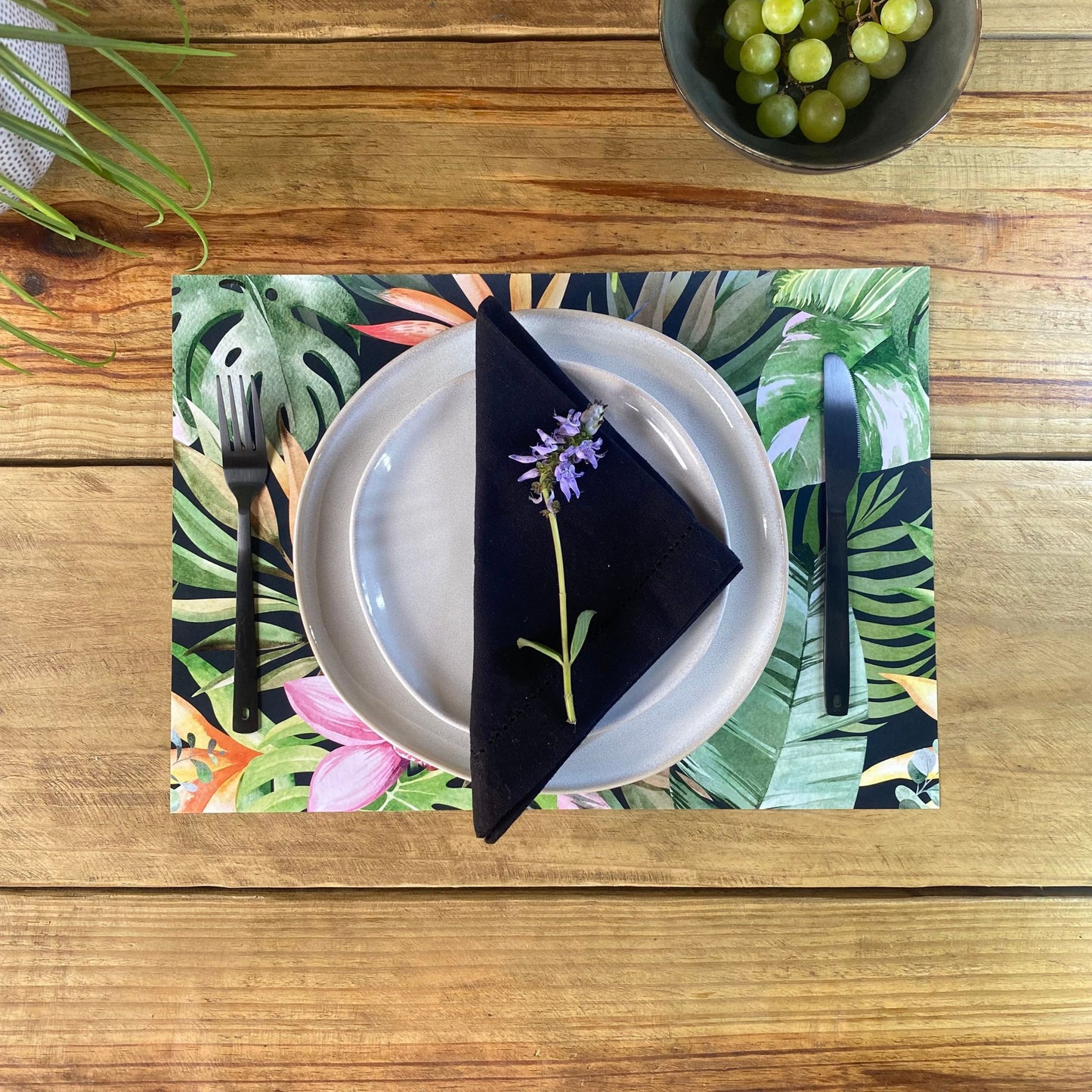 Shoreline Disposable Paper Placemat Orchid Tropics Dark