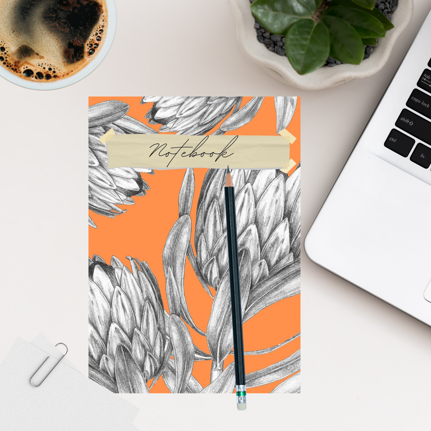 Soft Cover A5 Notebook Protea Burnt Orange
