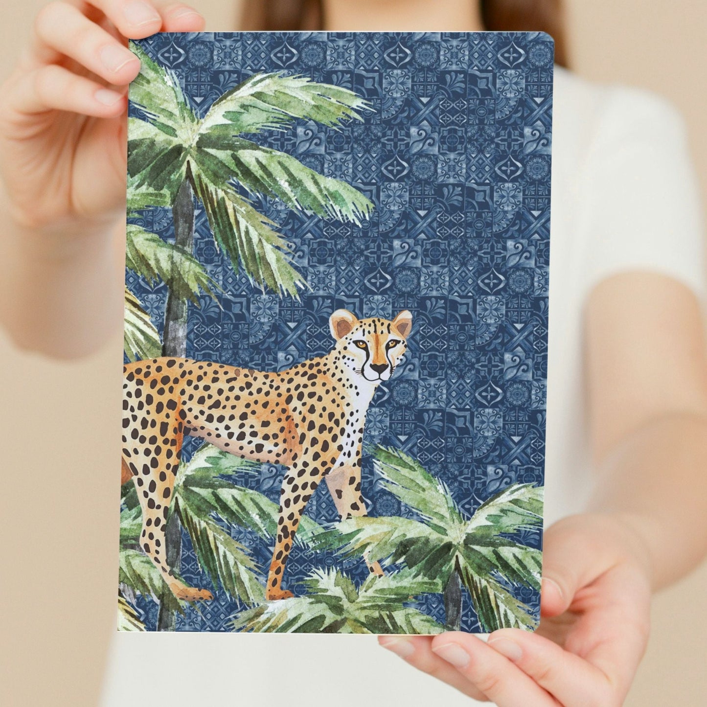 Notebook Jungle Coast Cheetah Palm - Navy Blue