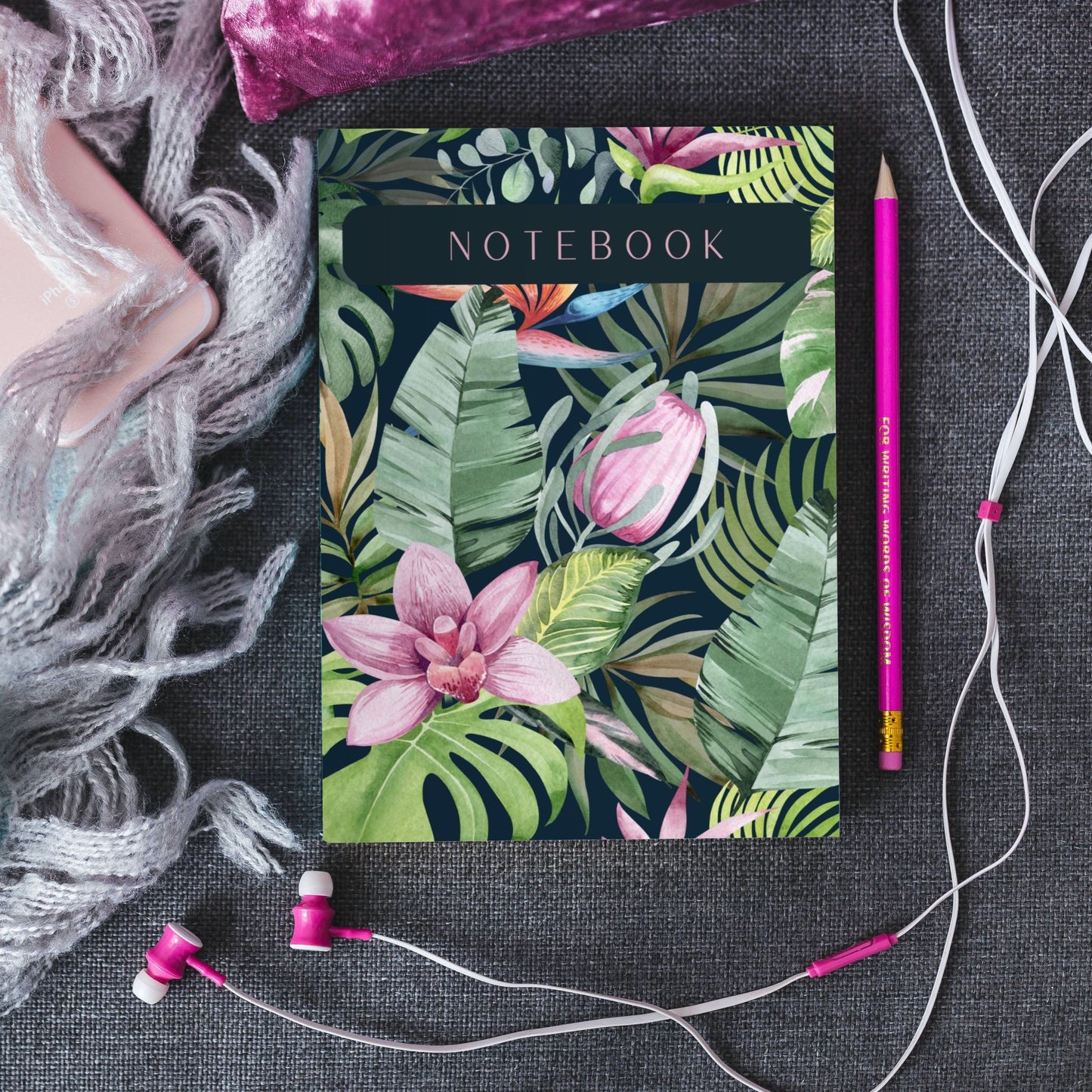 Shoreline Soft Cover A5 Notebook Orchid Tropics Dark