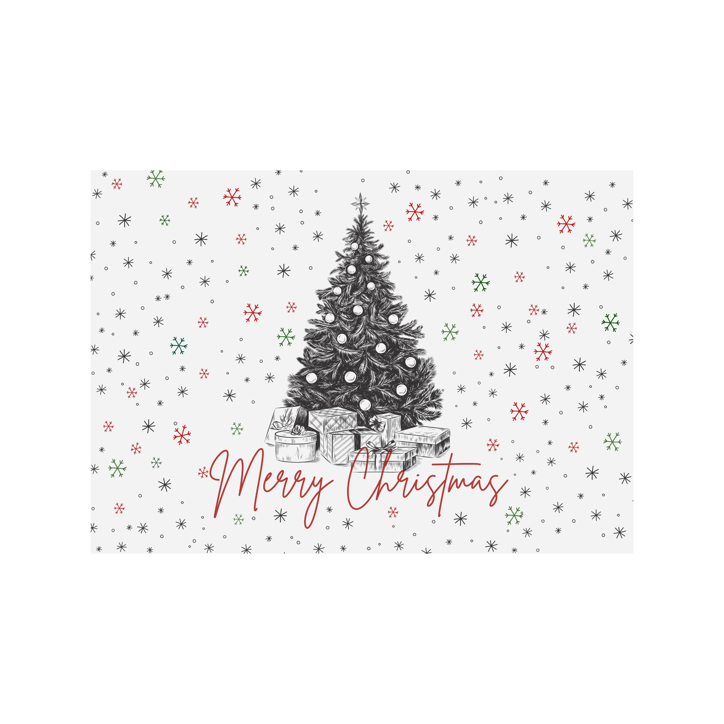 Christmas Sketch Tree Disposable Paper Placemat - Red