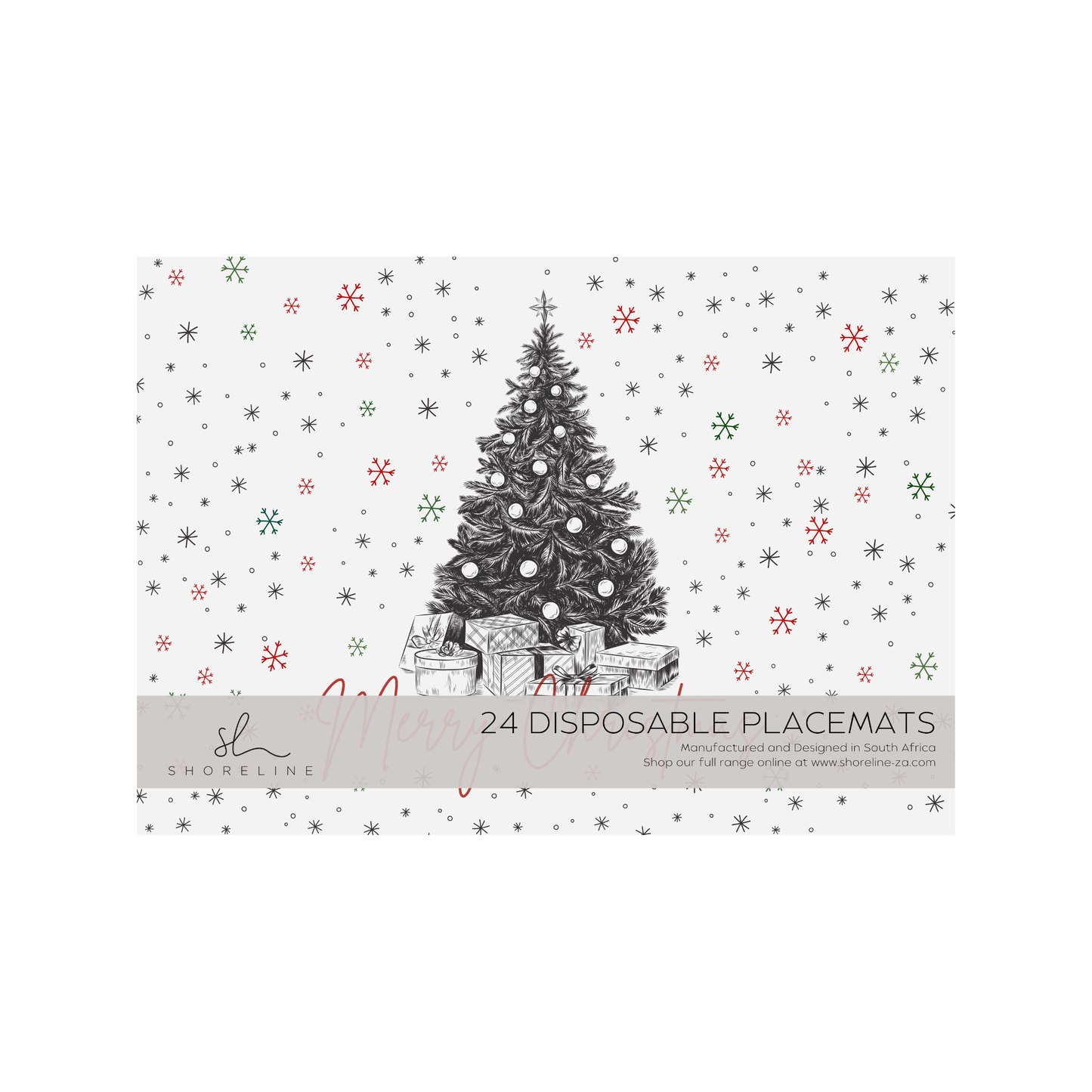 Christmas Sketch Tree Disposable Paper Placemat - Red