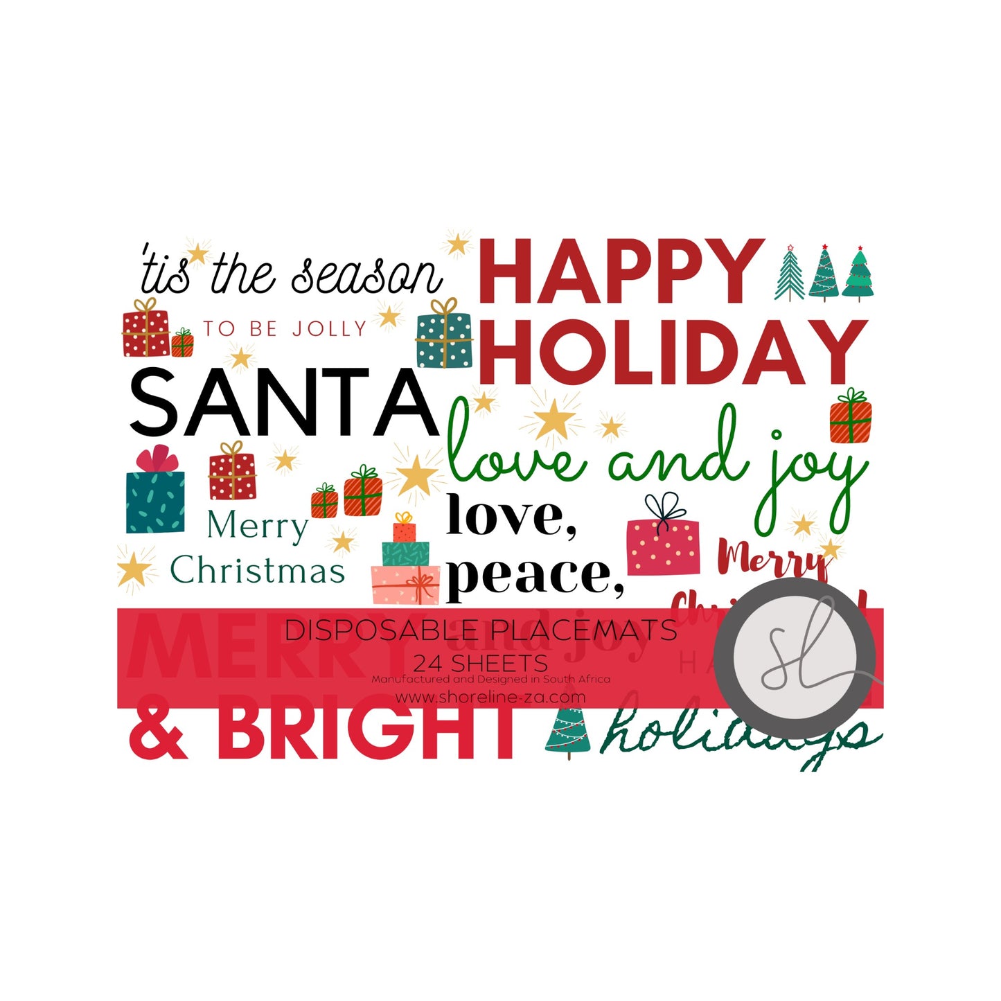 Disposable Paper Placemat Christmas Happy Holidays