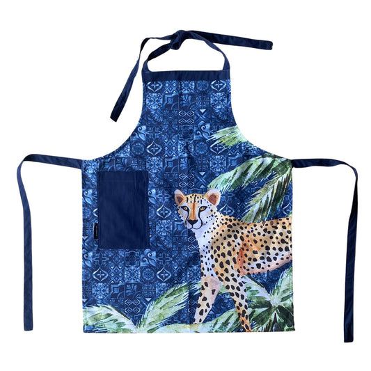 Jungle Coast Cheetah Palm Apron - Navy Blue