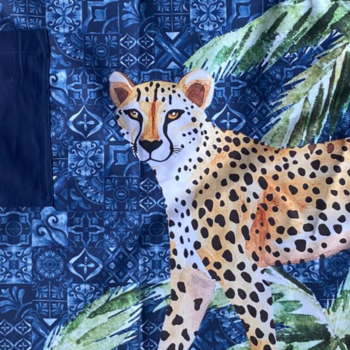 Jungle Coast Cheetah Palm Apron - Navy Blue
