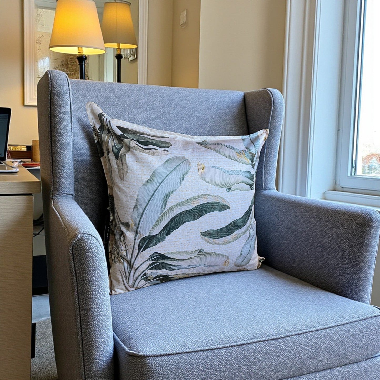 Exotic Banana Palm Cushion Cover - Natural