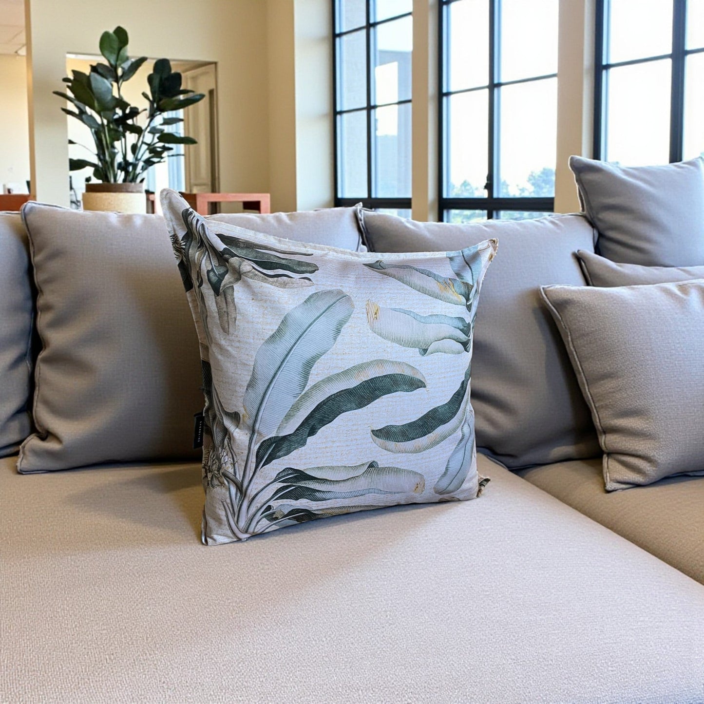 Exotic Banana Palm Cushion Cover - Natural