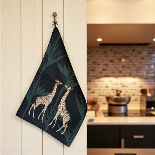 Safari Luxe Giraffe Pair Tea Towel - Dark Golden