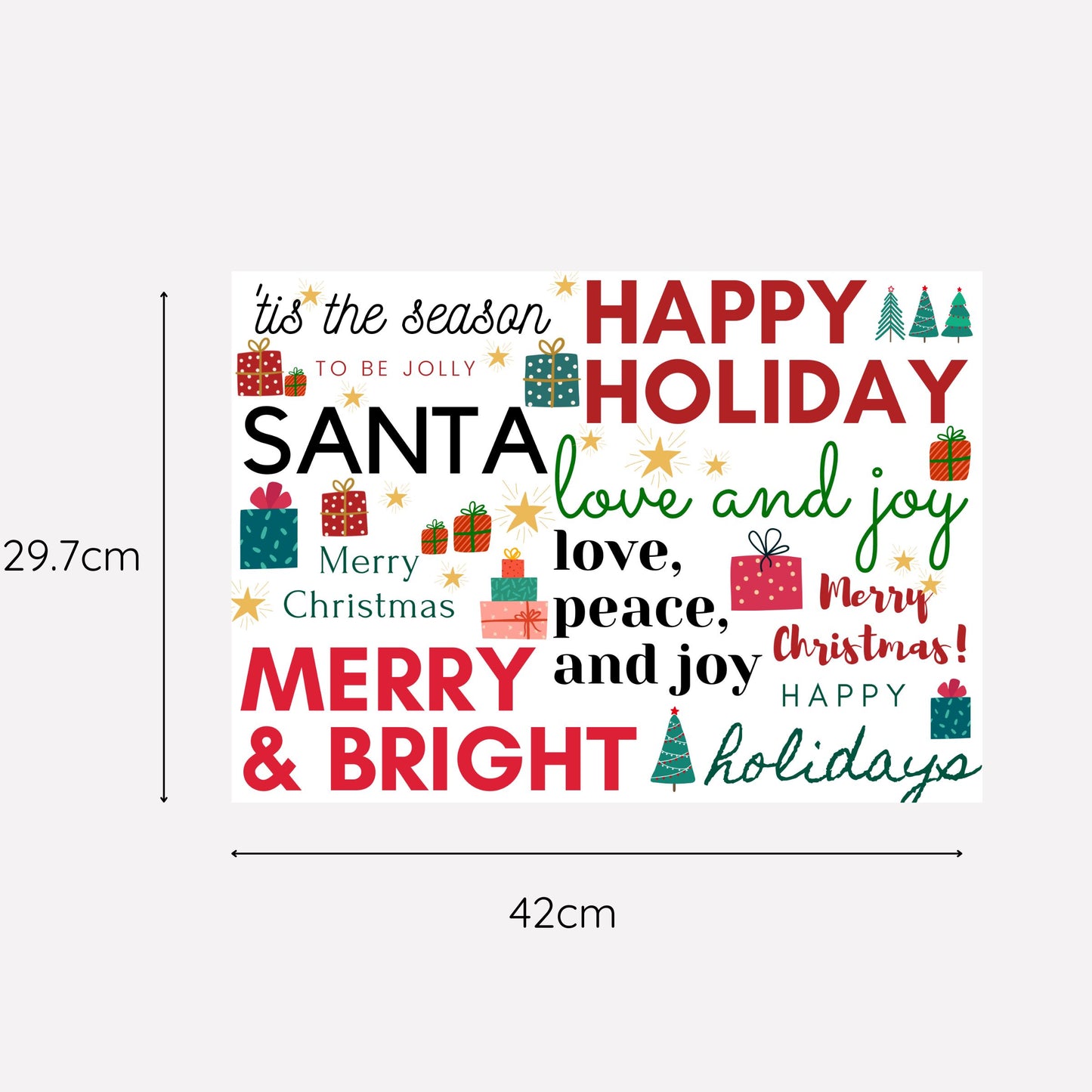 Disposable Paper Placemat Christmas Happy Holidays
