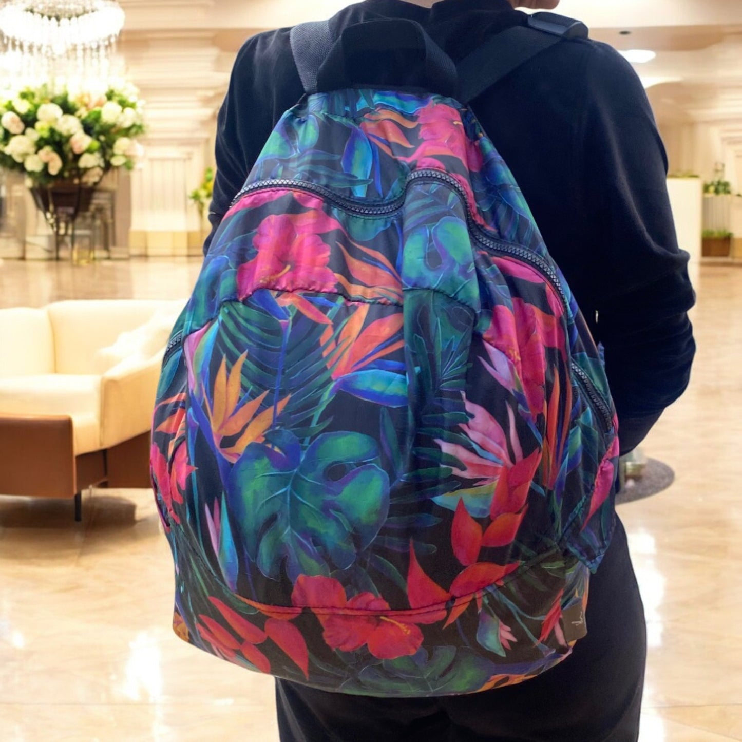 Fold Up Backpack Tropic Paradise Floral