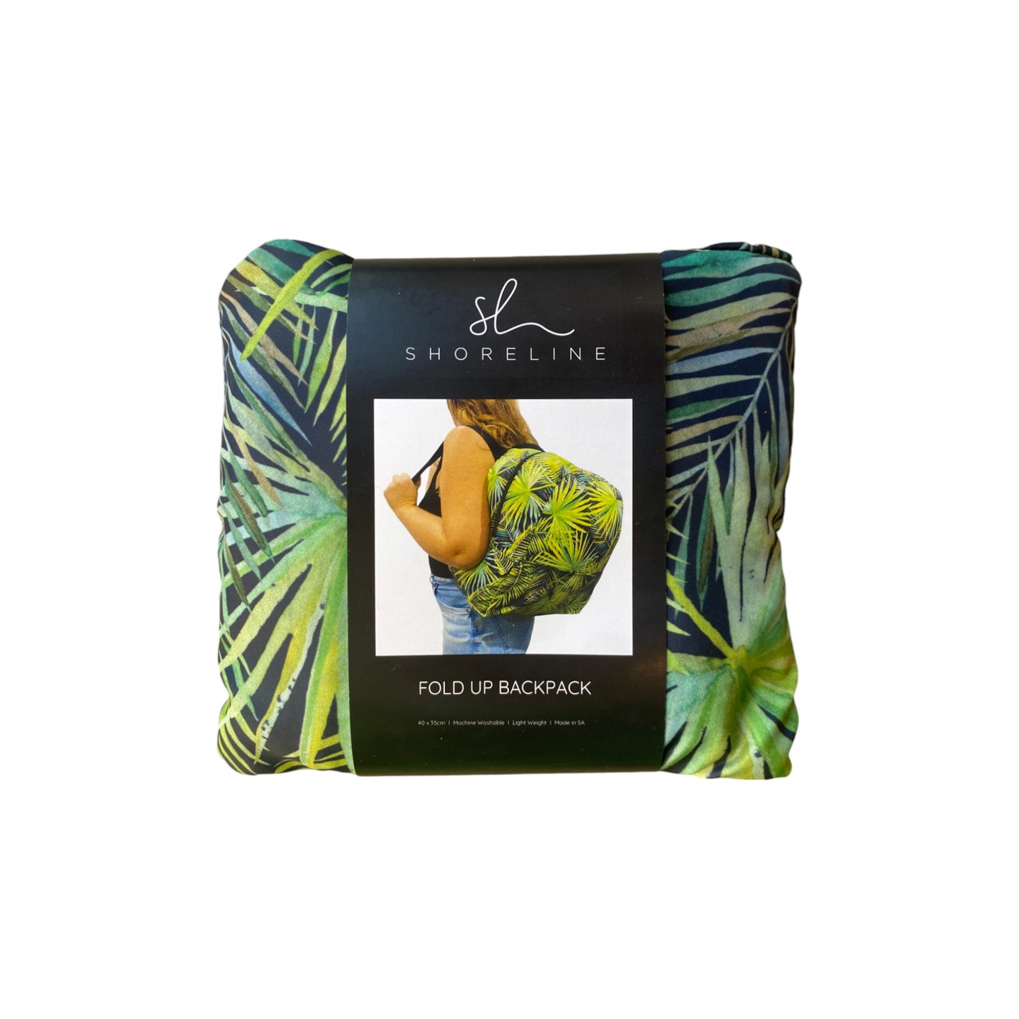 Fold Up Backpack Island Palm Green