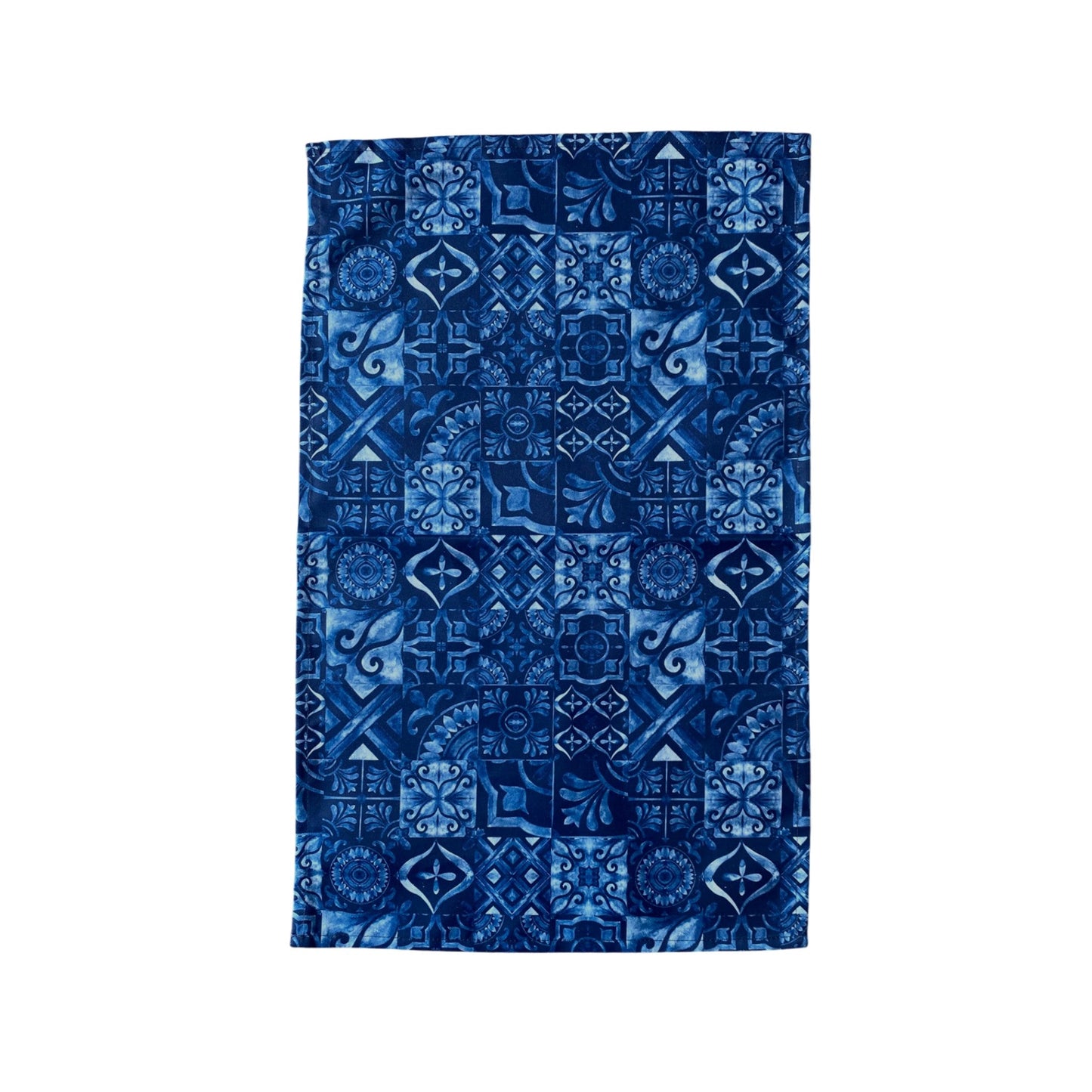 Jungle Coast Mediterranean Tiles Tea Towel - Navy Blue