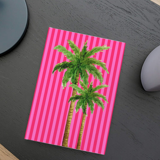Notebook Cabana Stripe Palm - Hot Pink