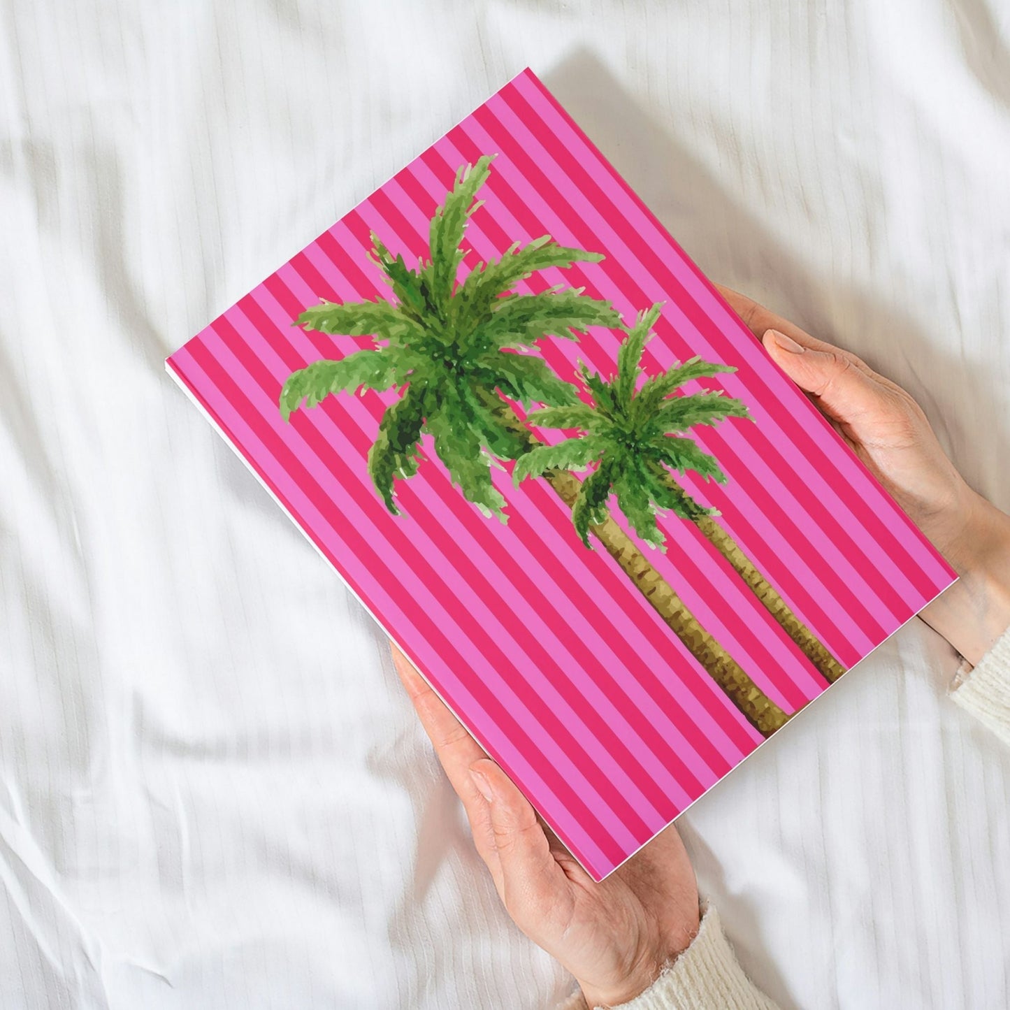 Notebook Cabana Stripe Palm - Hot Pink