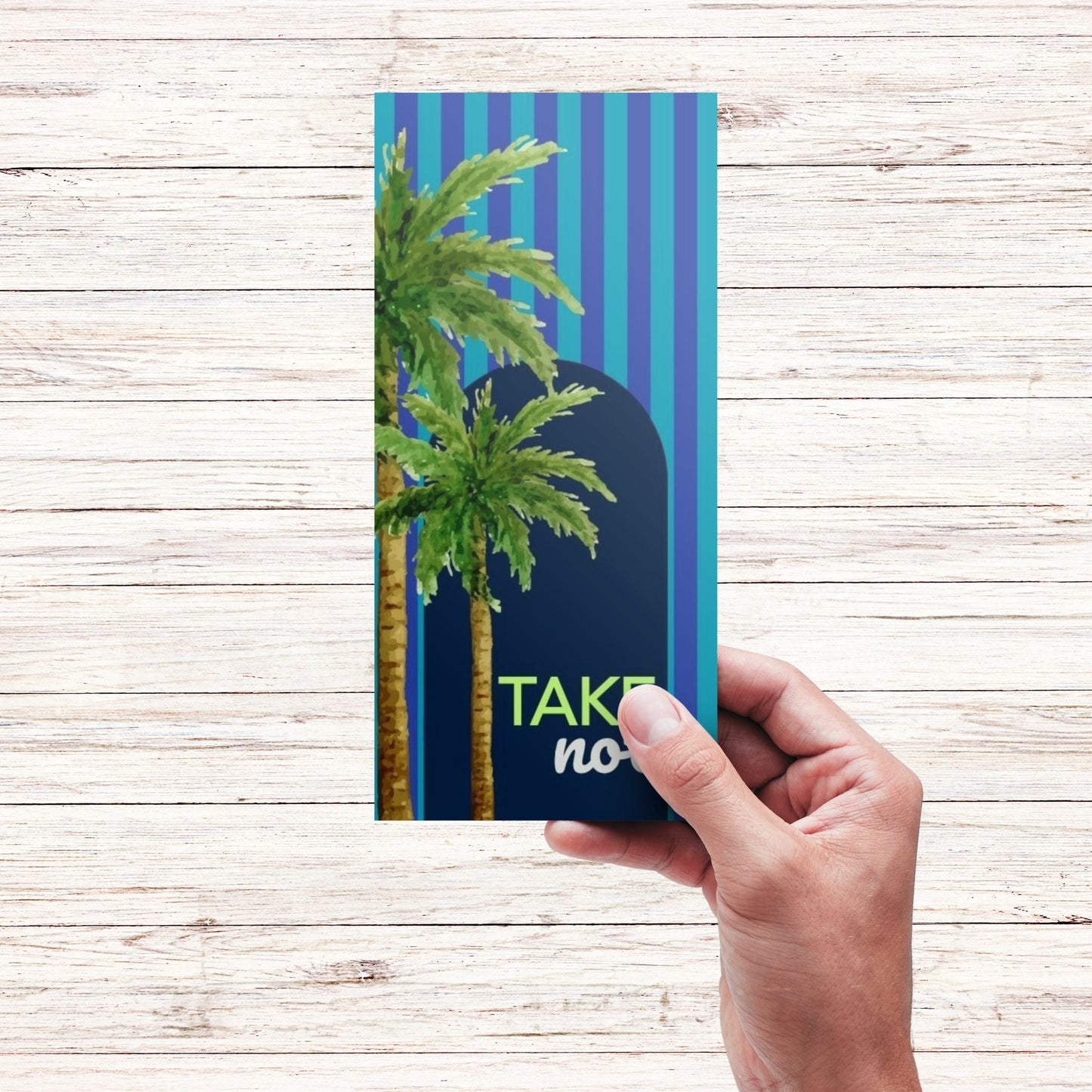 Magnetic Notepad Cabana Stripe Palm Tree Note - Blue