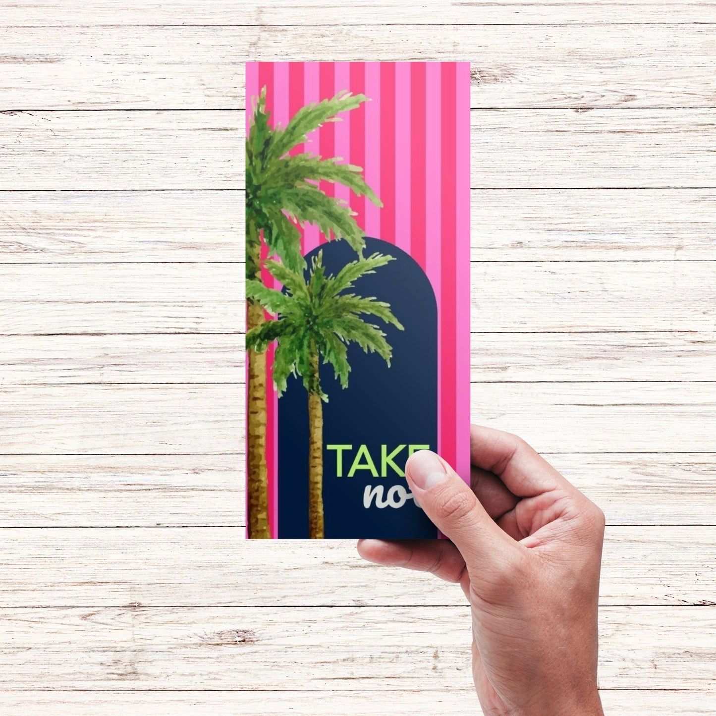 Magnetic Notepad Cabana Stripe Palm Note - Hot Pink