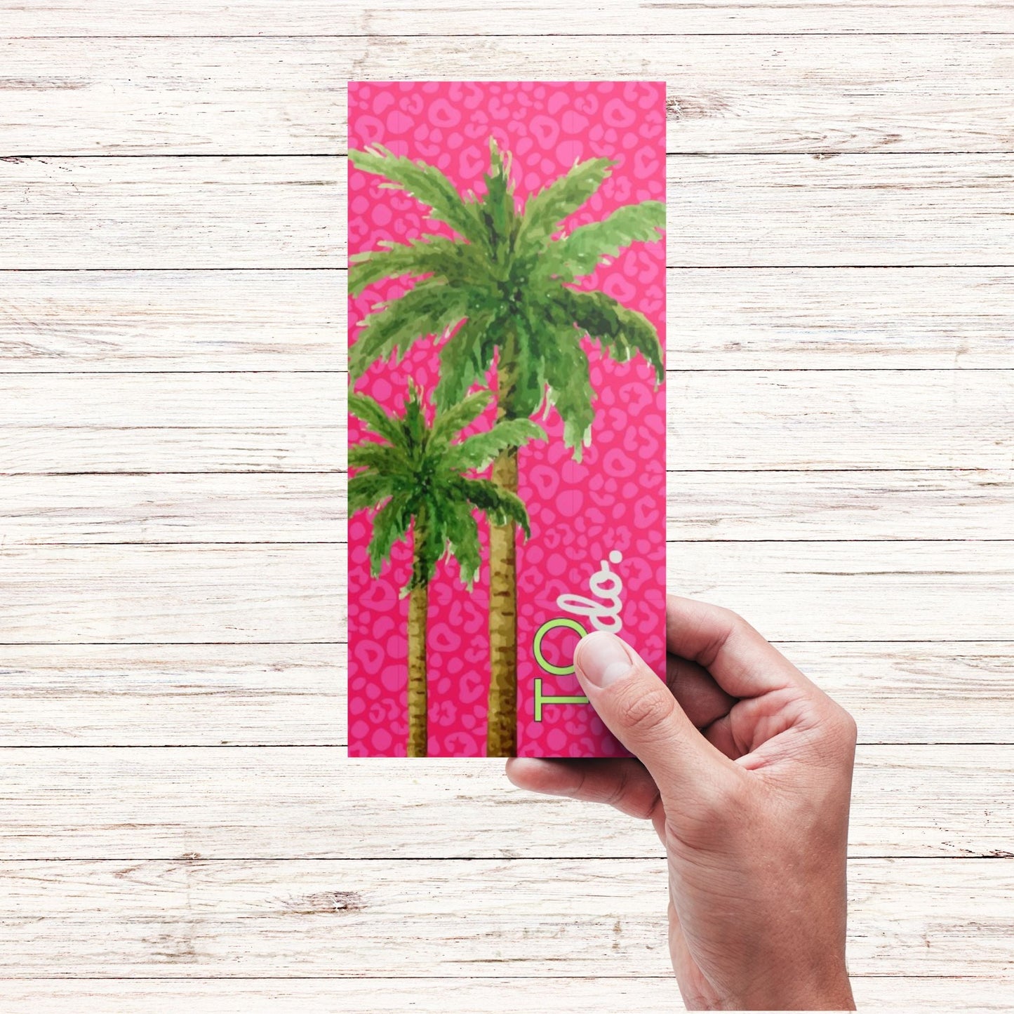 Magnetic Notepad Hot Pink Leopard Palm Tree To Do - Pink