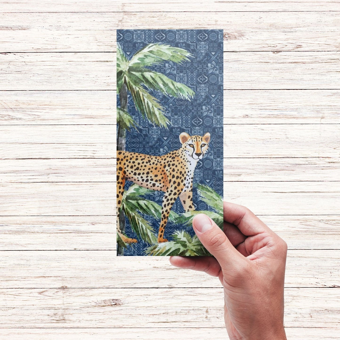 Magnetic Notepad Jungle Coast Cheetah Palm - Navy Blue