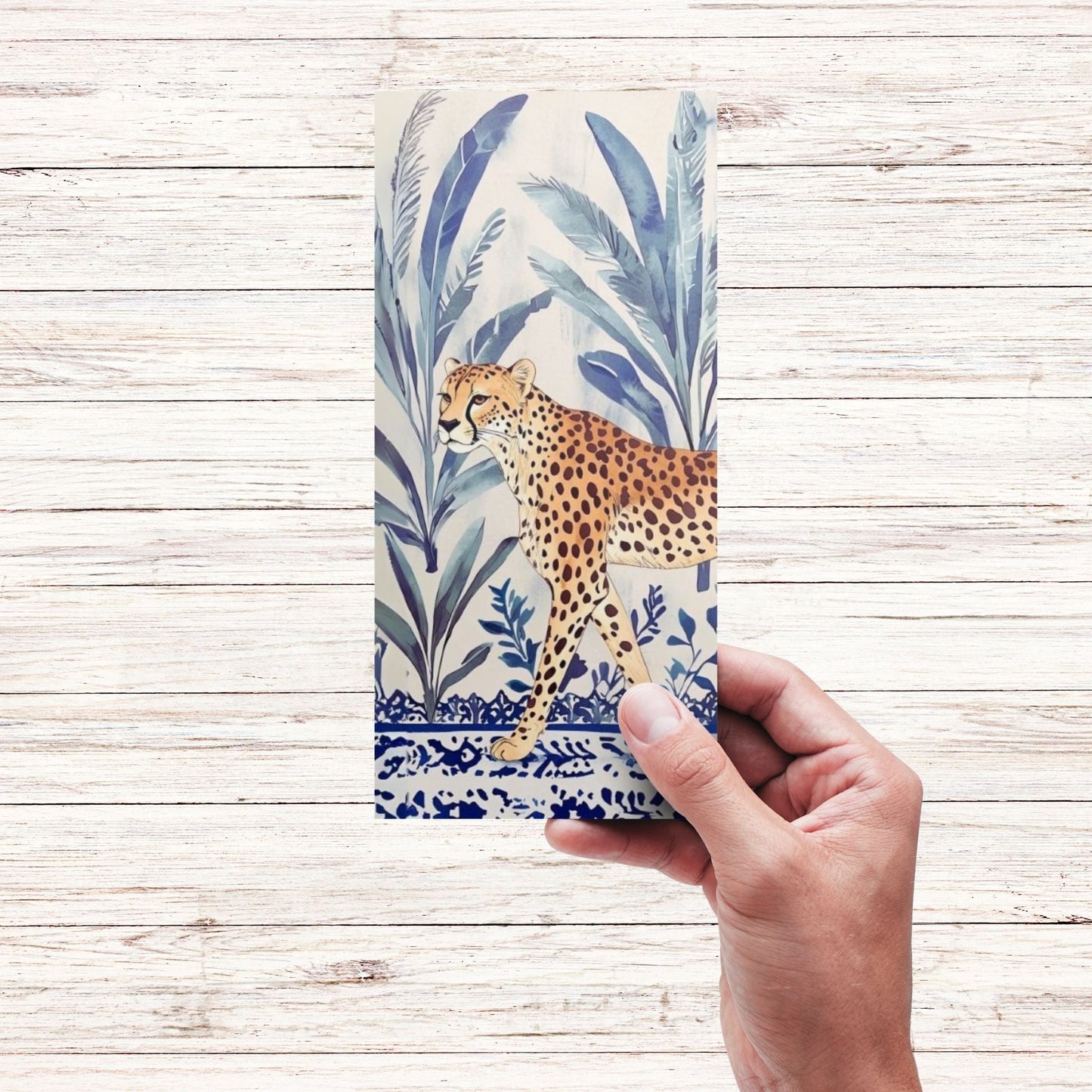 Magnetic Notepad Jungle Coast Cheetah Walking - Navy Blue