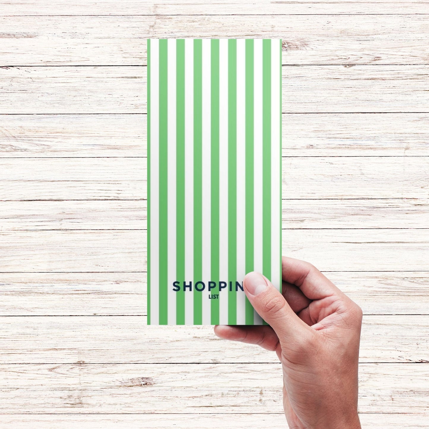 Magnetic Notepad Shoreline Cabana Stripe Shopping List - Green