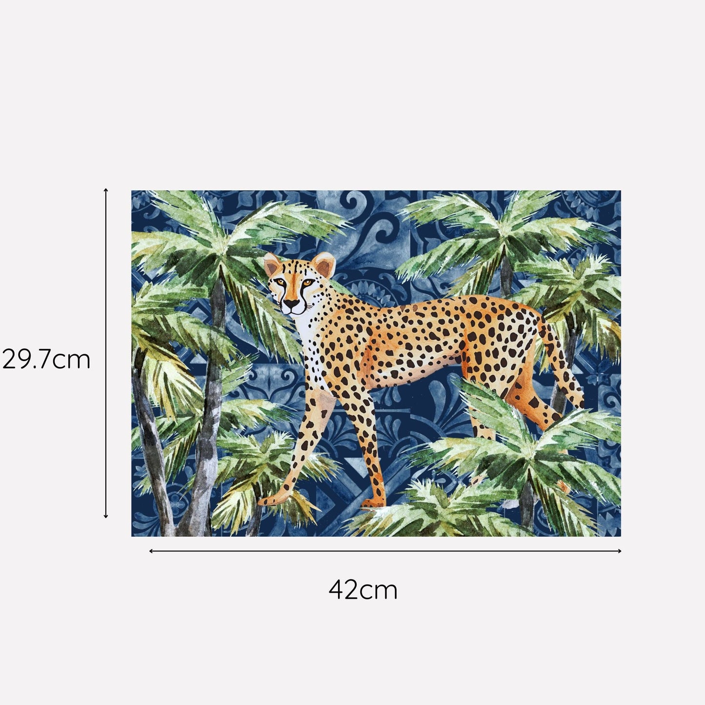 Jungle Coast Cheetah Palm Paper Disposable Placemat - Navy Blue