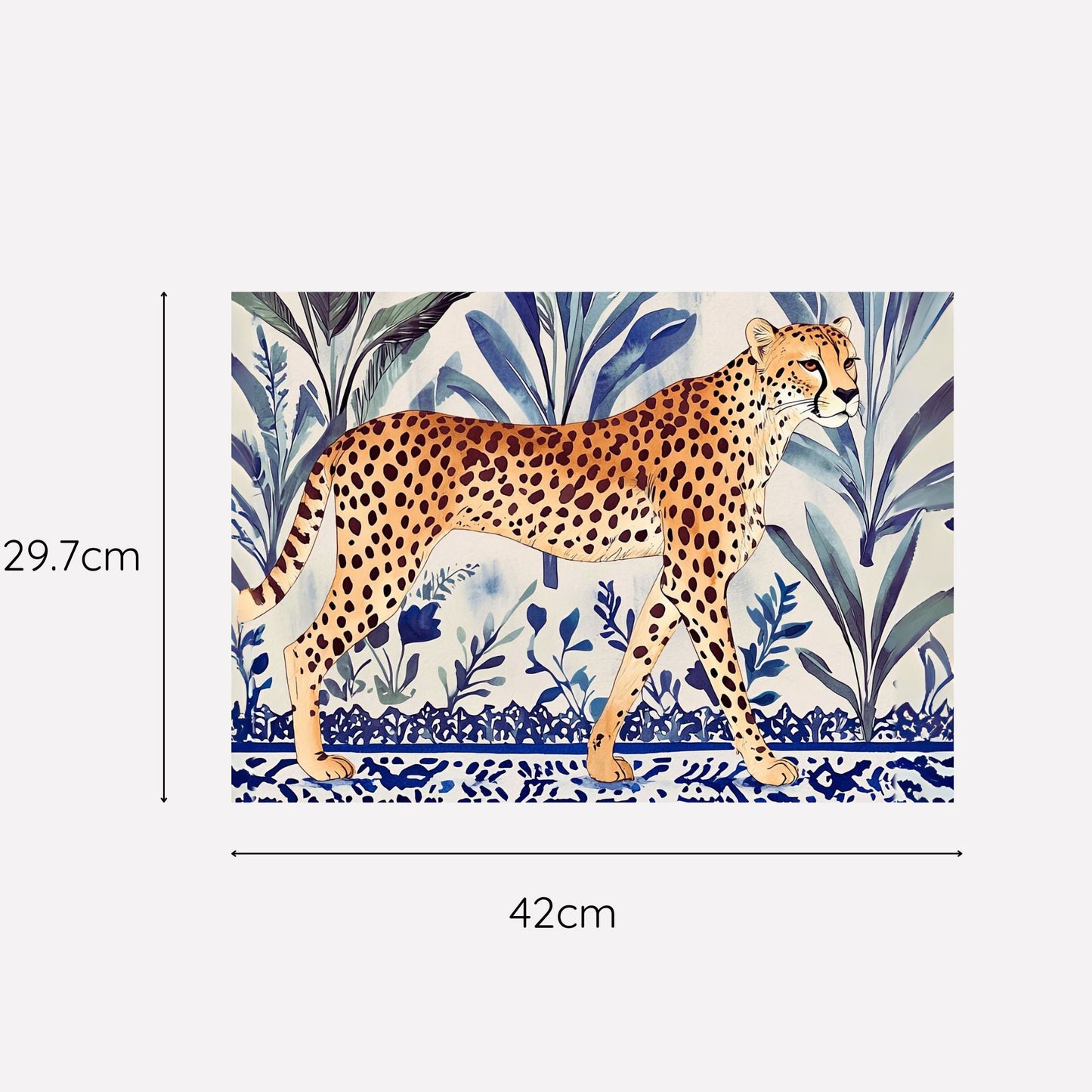 Jungle Coast Cheetah Walking Paper Disposable Placemat - Navy Blue