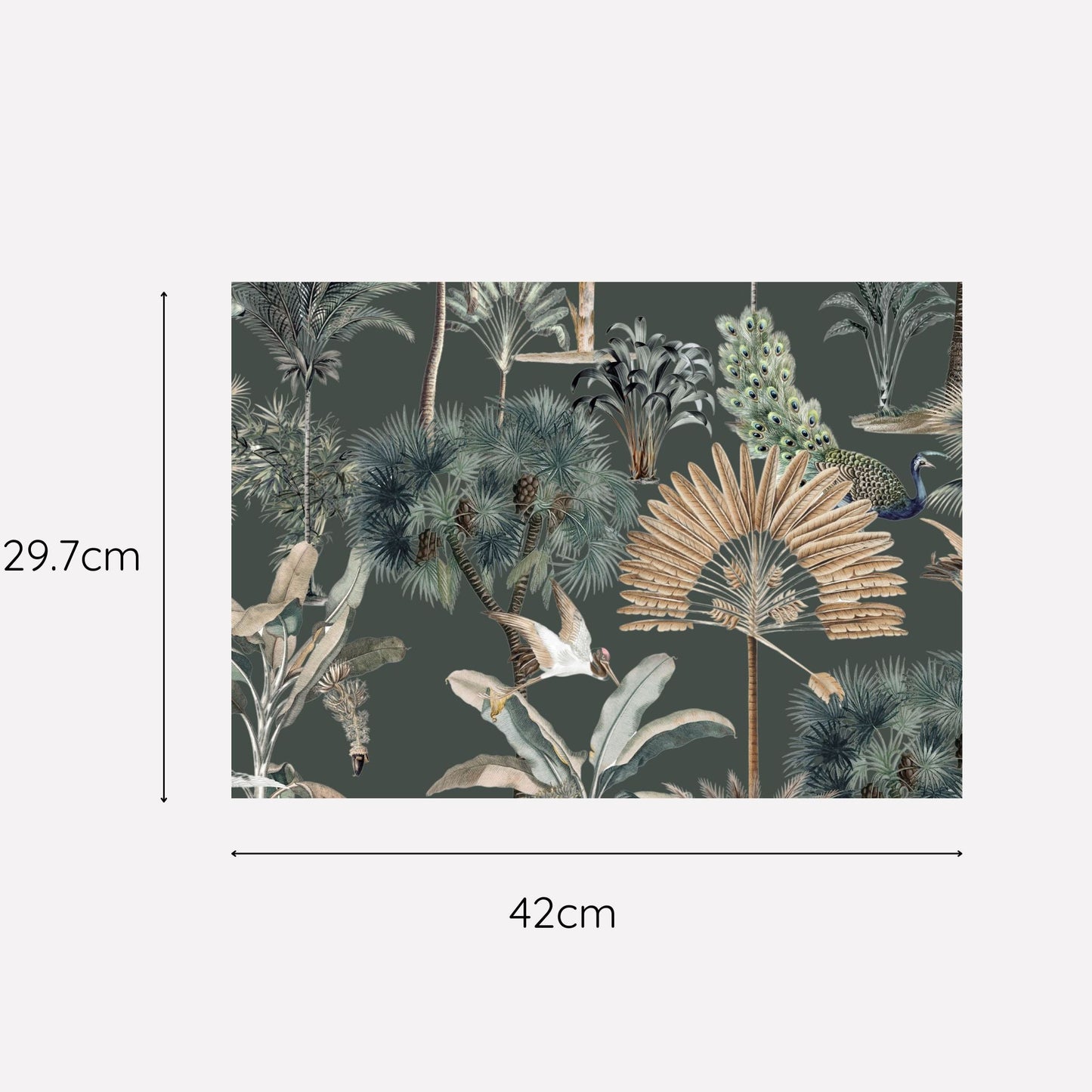 Exotic Palm and Peacock Paper Disposable Placemat - Emerald Green