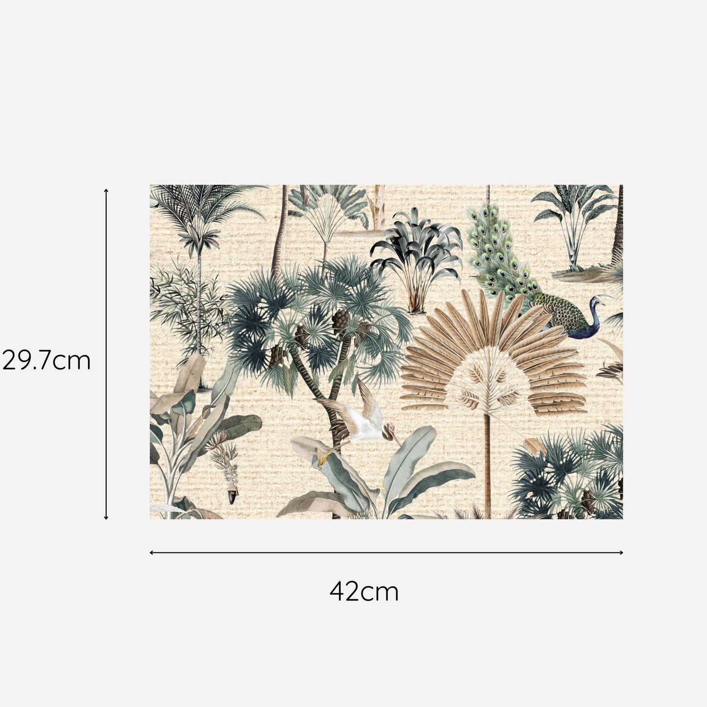 Exotic Palm and Peacock Paper Disposable Placemat - Natural