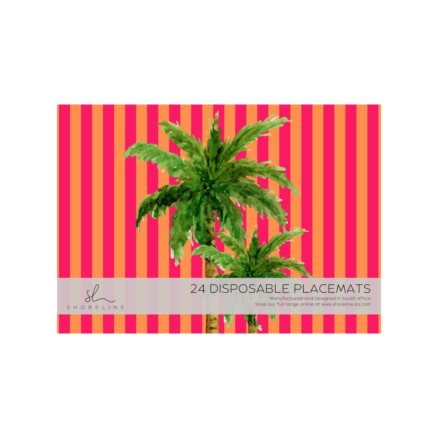 Poolside Bliss Cabana Stripe Palm Paper Disposable Placemat - Orange
