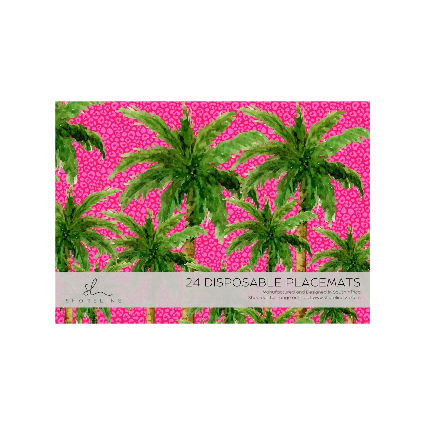 Poolside Bliss Hot Pink Leopard Palm Paper Disposable Placemat - Pink