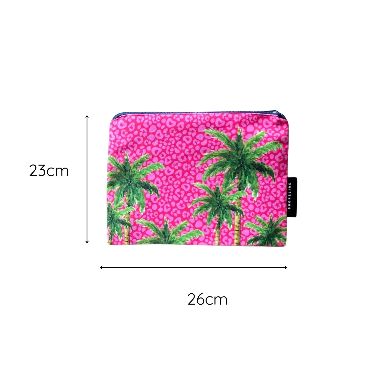 Poolside Bliss Leopard Palm Pop Cosmetic Bag - Hot Pink Leopard