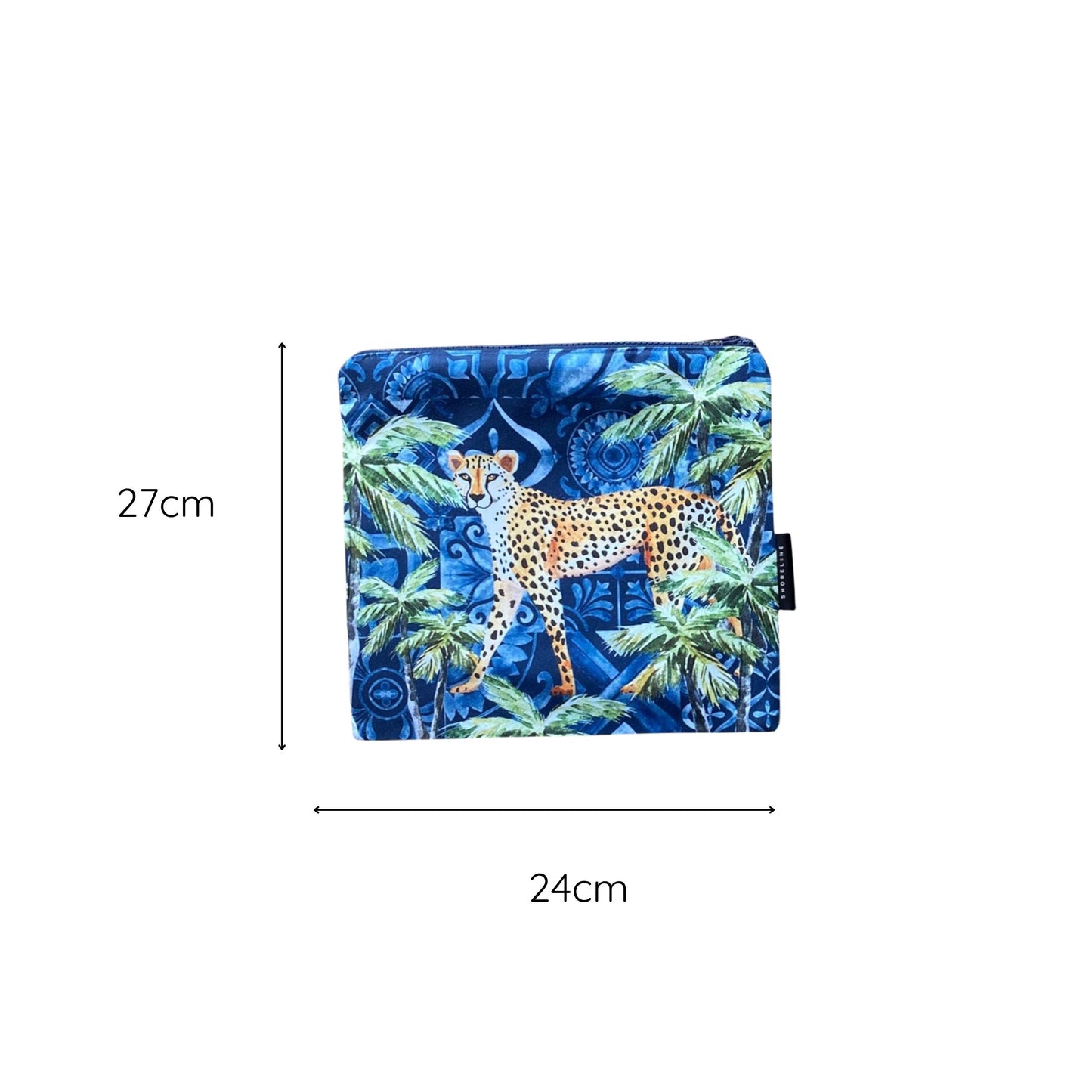 Jungle Coast Cheetah Palm Toiletry Bag - Navy Blue