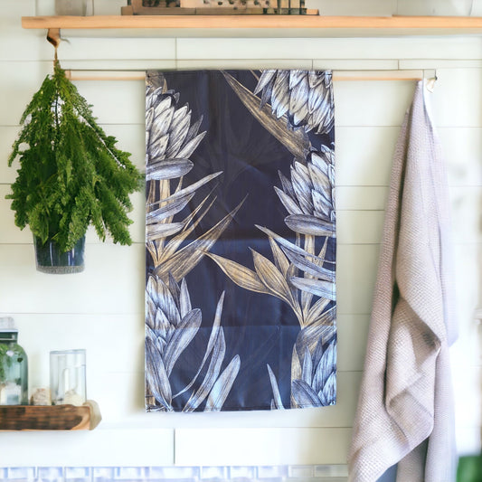 Tea Towel Protea Dark