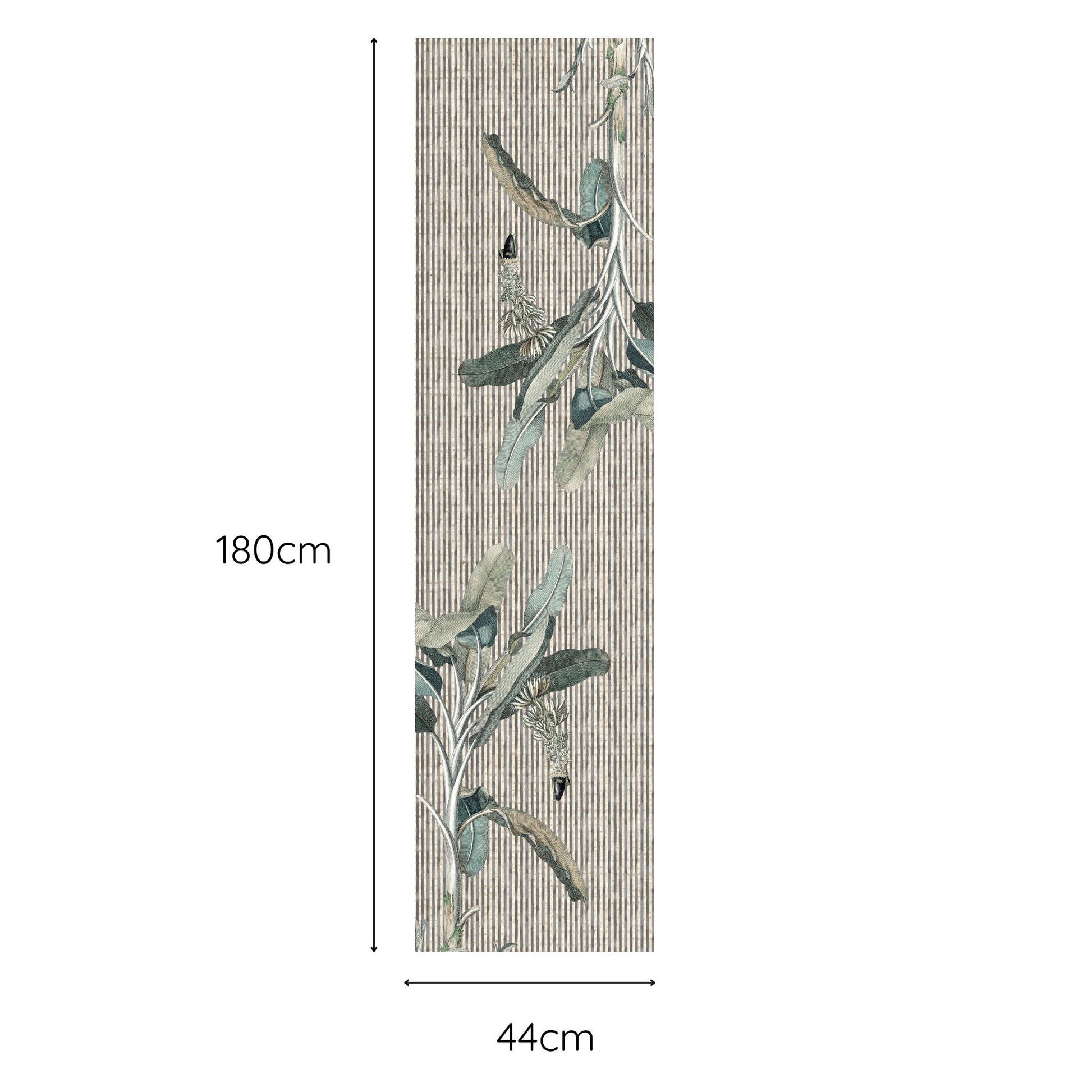 Table runner with floral design and dimensions on a white background